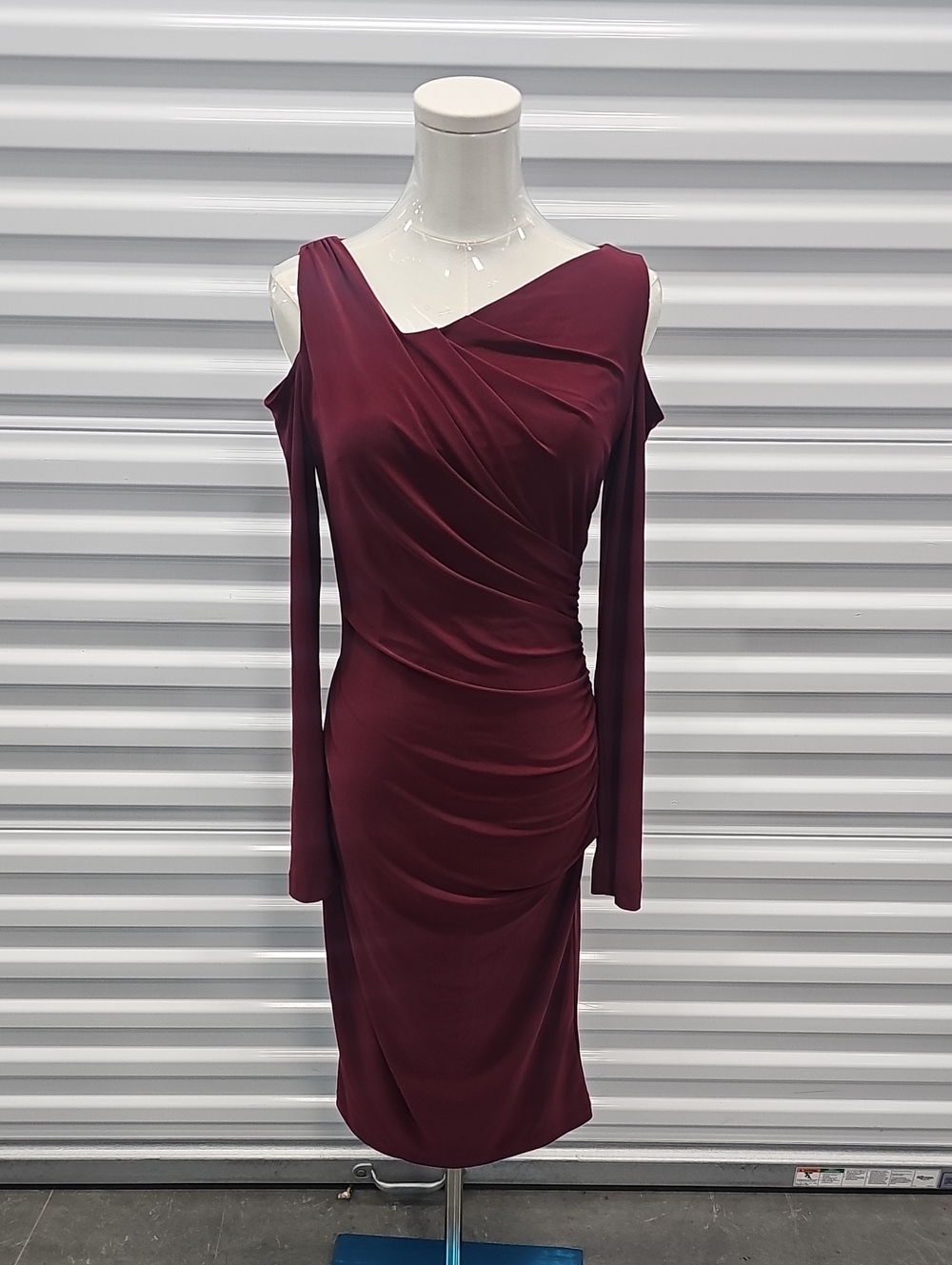 Asymmetrical One-Shoulder Burgundy Bodycon Dress